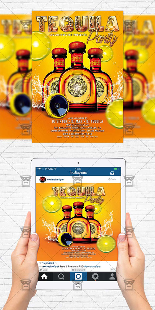 Flyer Template+Instagram Size Flyer - Tequila Party