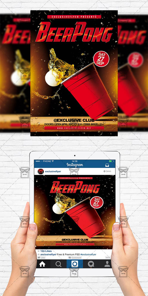 Flyer Template+Instagram Size Flyer - Beer Pong Championship