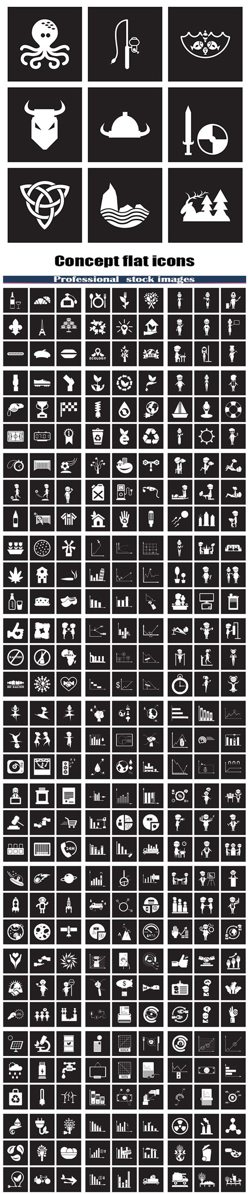 Concept flat icons in black and white