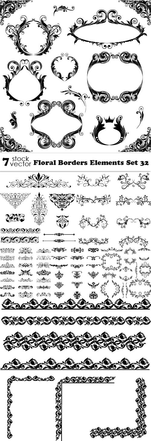 Vectors - Floral Borders Elements Set 32