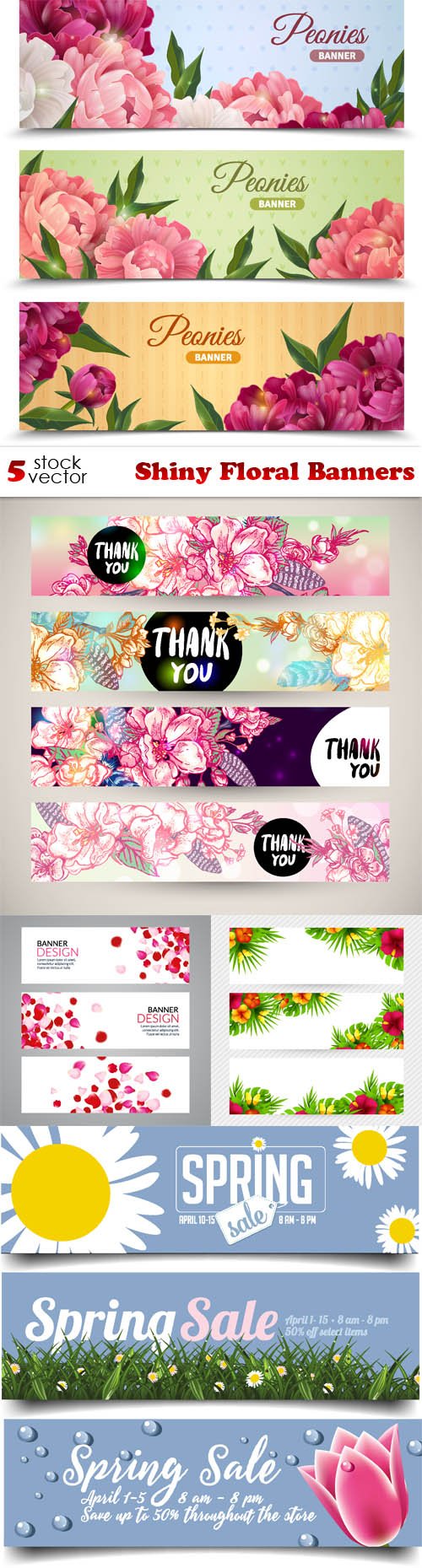 Vectors - Shiny Floral Banners