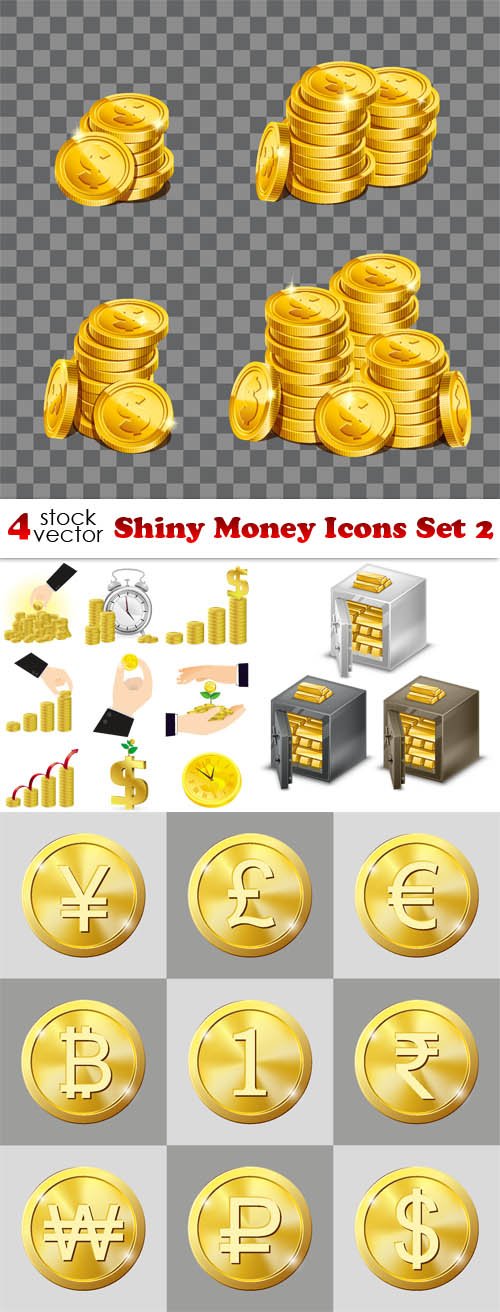 Vectors - Shiny Money Icons Set 2