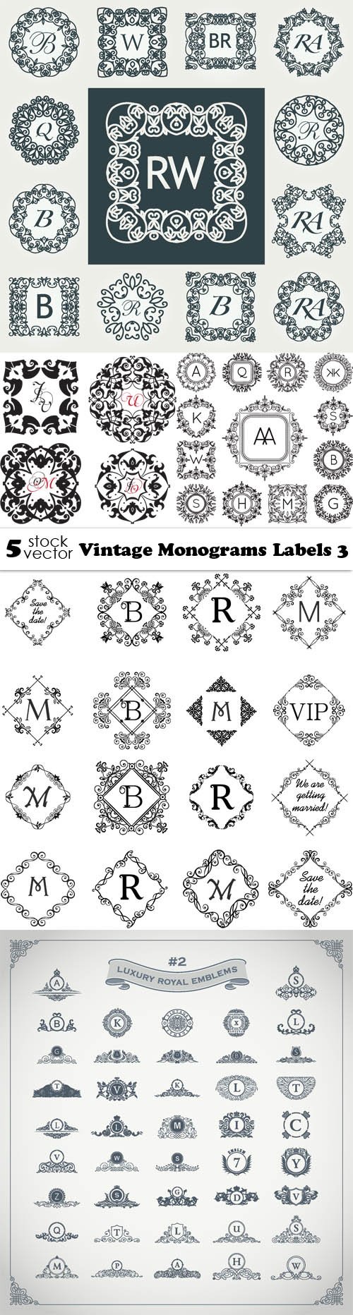 Vectors - Vintage Monograms Labels 3