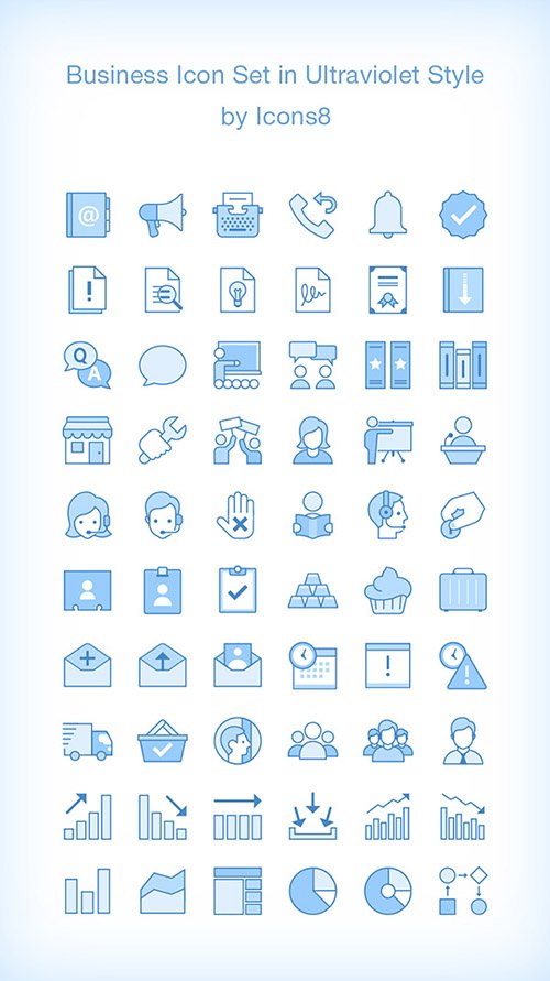AI, EPS, PDF, PNG Web Icons - 60 Business Icons - Ultraviolet