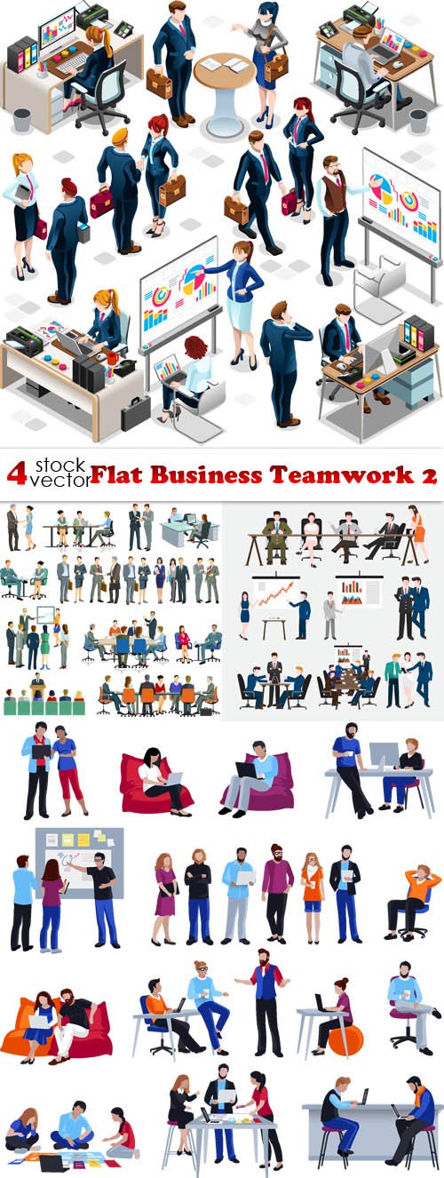 Vectors - Flat Business Teamwork 2