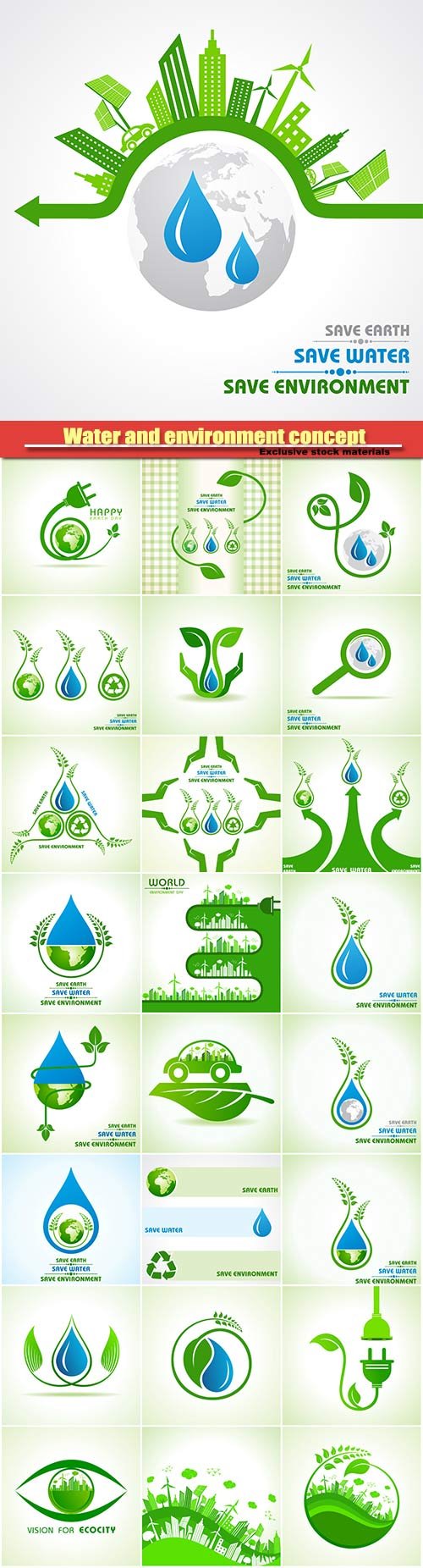 Save earth, water and environment concept