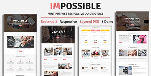 ThemeForest - IMPOSSIBLE v1.0 - Multipurpose Responsive HTML Landing Page - 19647328