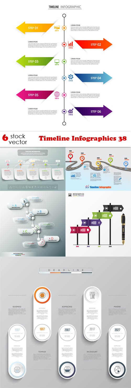 Vectors - Timeline Infographics 38