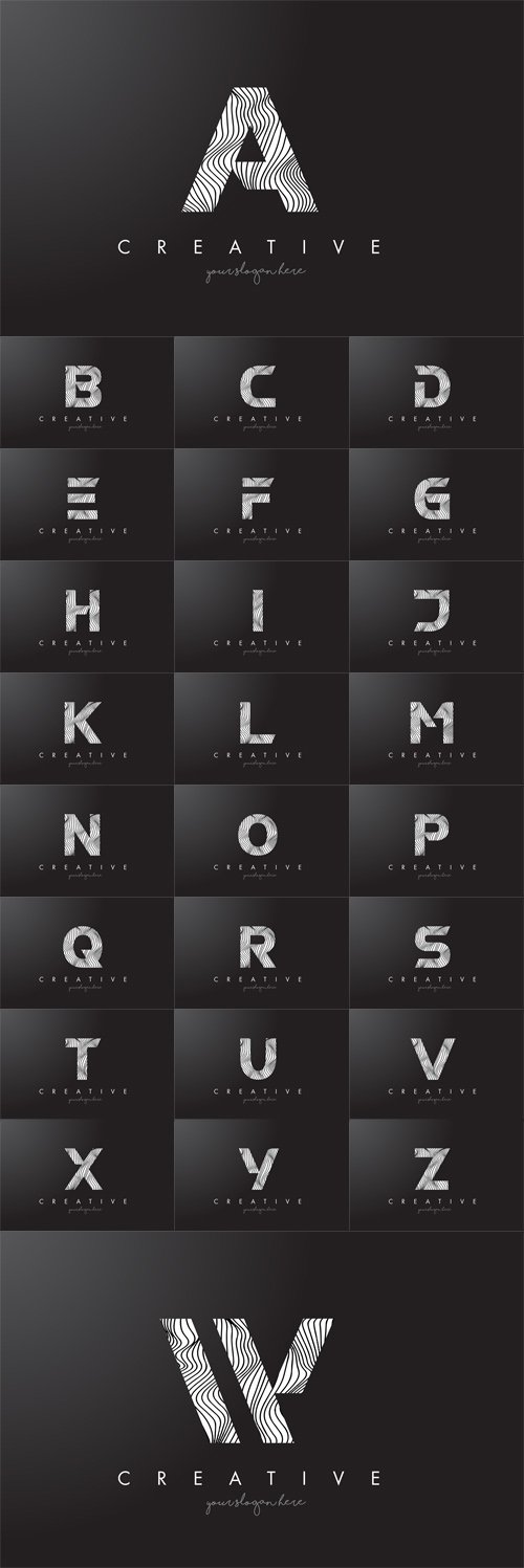 Vector Letter Logos with Zebra Lines Texture Design