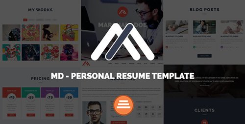 ThemeForest - MD v1.0 - Responsive Personal Resume & Portfolio Template - 9686660