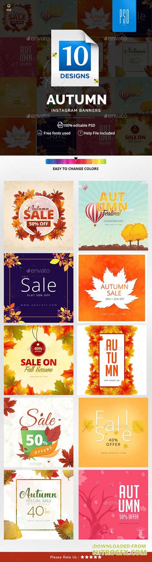GraphicRiver - Autumn Sale Instagram Templates - 20593121