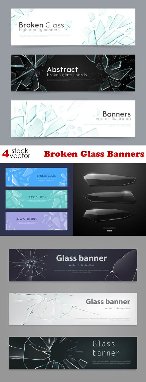 Vectors - Broken Glass Banners