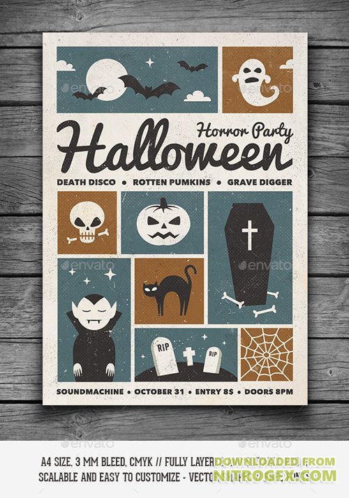 Retro Halloween Party Flyer 9185623