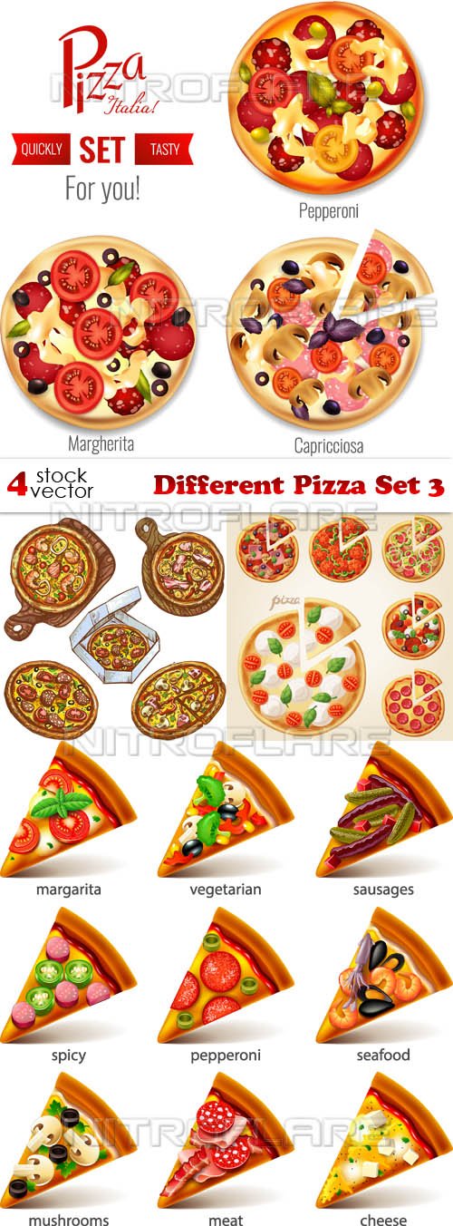 Vectors - Different Pizza Set 3