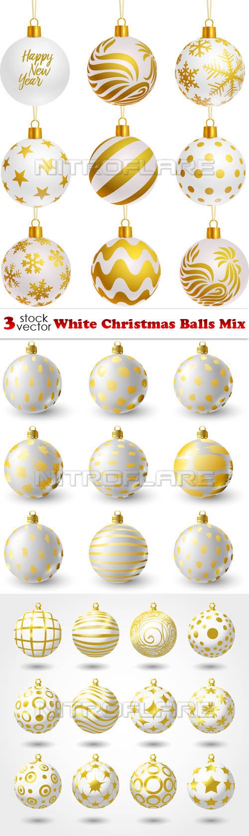 Vectors - White Christmas Balls Mix