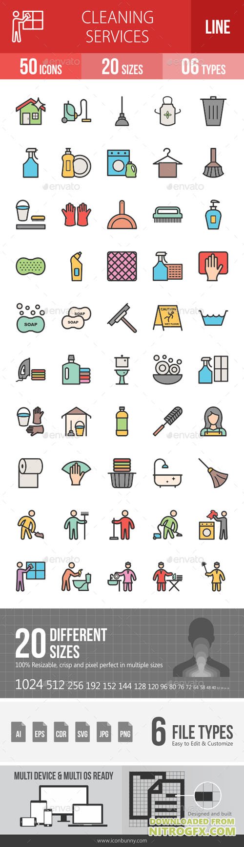 Cleaning Services Line Filled Icons 19267741