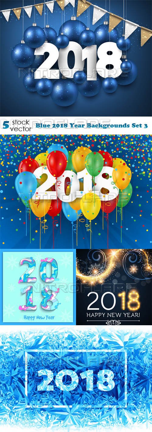 Vectors - Blue 2018 Year Backgrounds Set 3