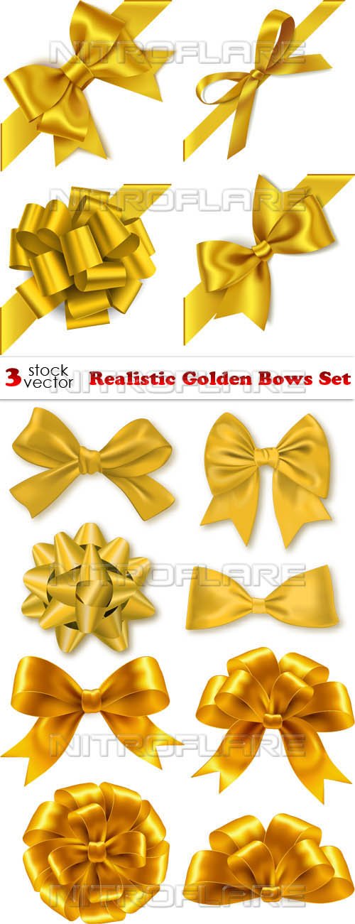 Vectors - Realistic Golden Bows Set