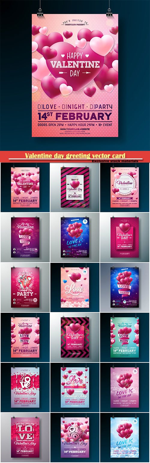 Valentine Day Greeting Vector Card Vol 6