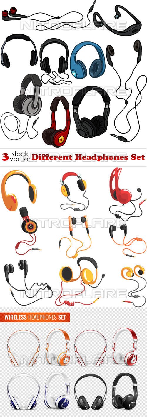 Vectors - Different Headphones Set