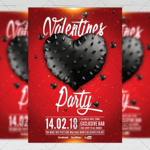 Seasonal A5 Flyer Template - Valentine Celebration Party