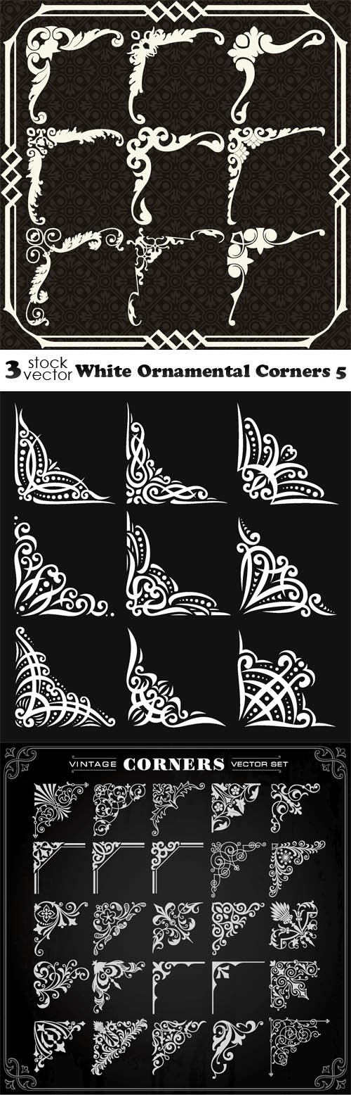 Vectors - White Ornamental Corners 5
