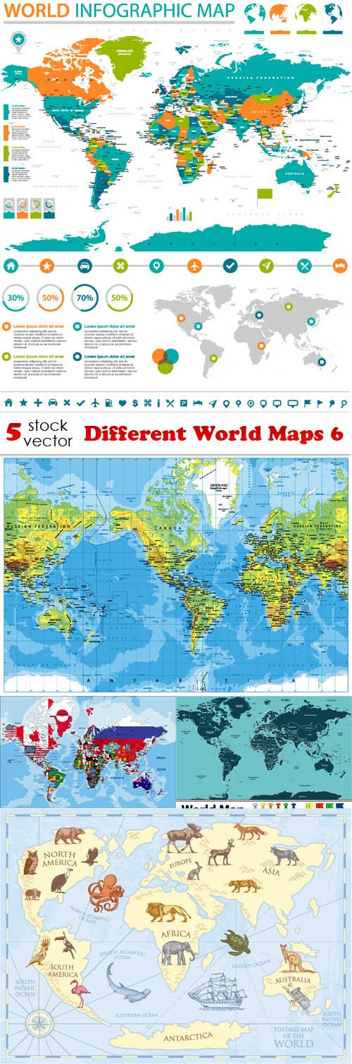 Vectors - Different World Maps 6