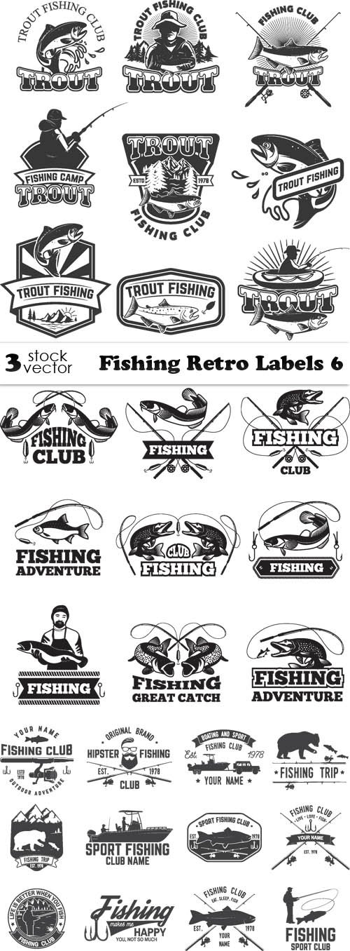 Vectors - Fishing Retro Labels 6