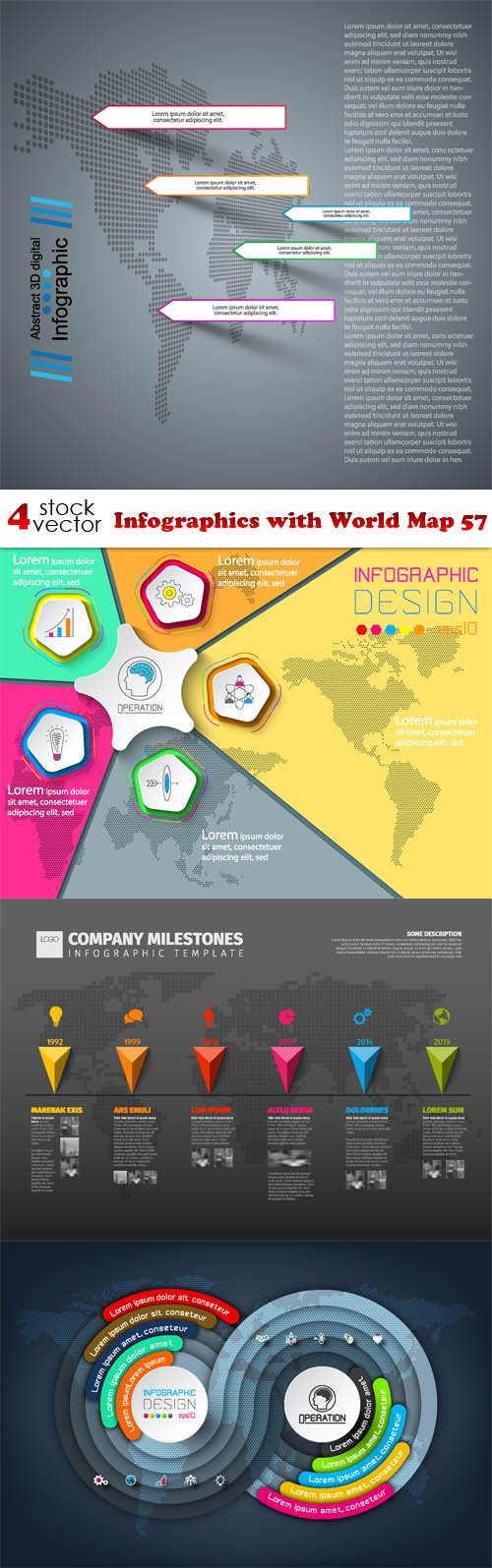 Vectors - Infographics with World Map 57