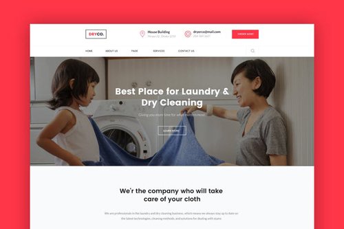 Dryco - Laundry, Dry Cleaning Services PSD Template