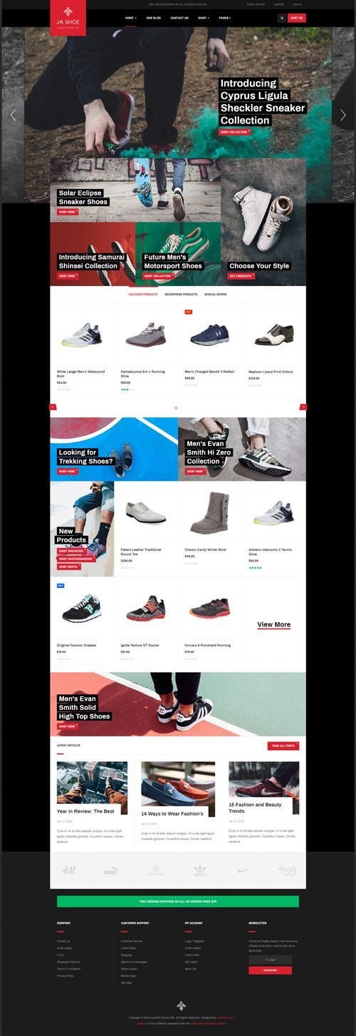 JoomlArt - JA Shoe Store v1.0.2 - Powerful eCommerce Joomla Template for Shoe Store website
