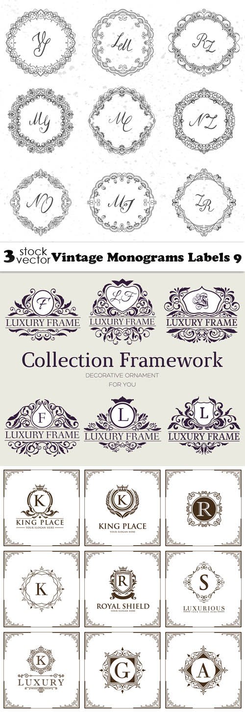 Vectors - Vintage Monograms Labels 9