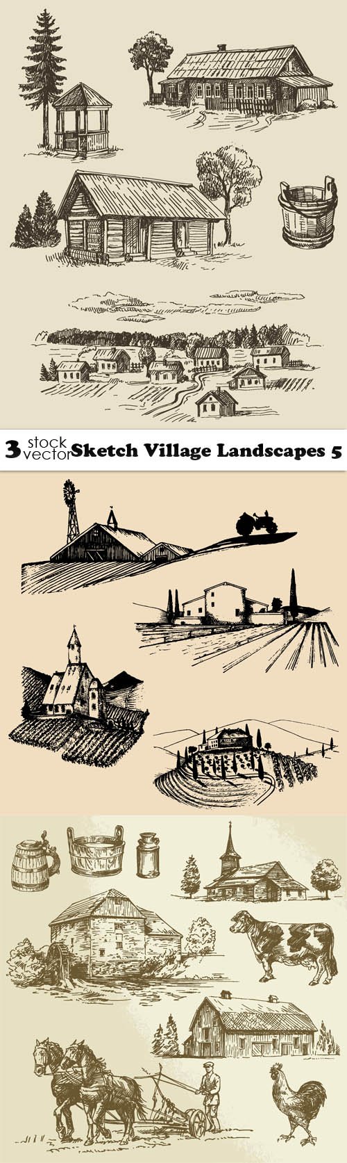 Vectors - Sketch Village Landscapes 5