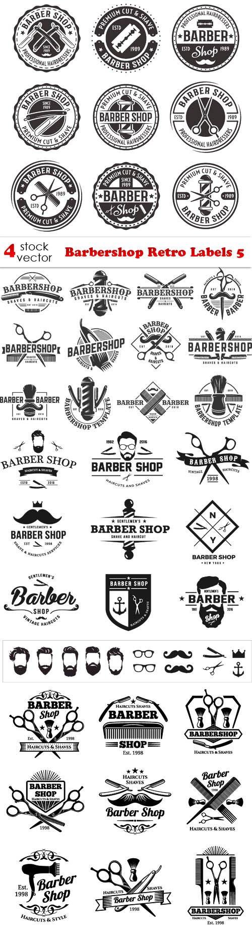 Vectors - Barbershop Retro Labels 5