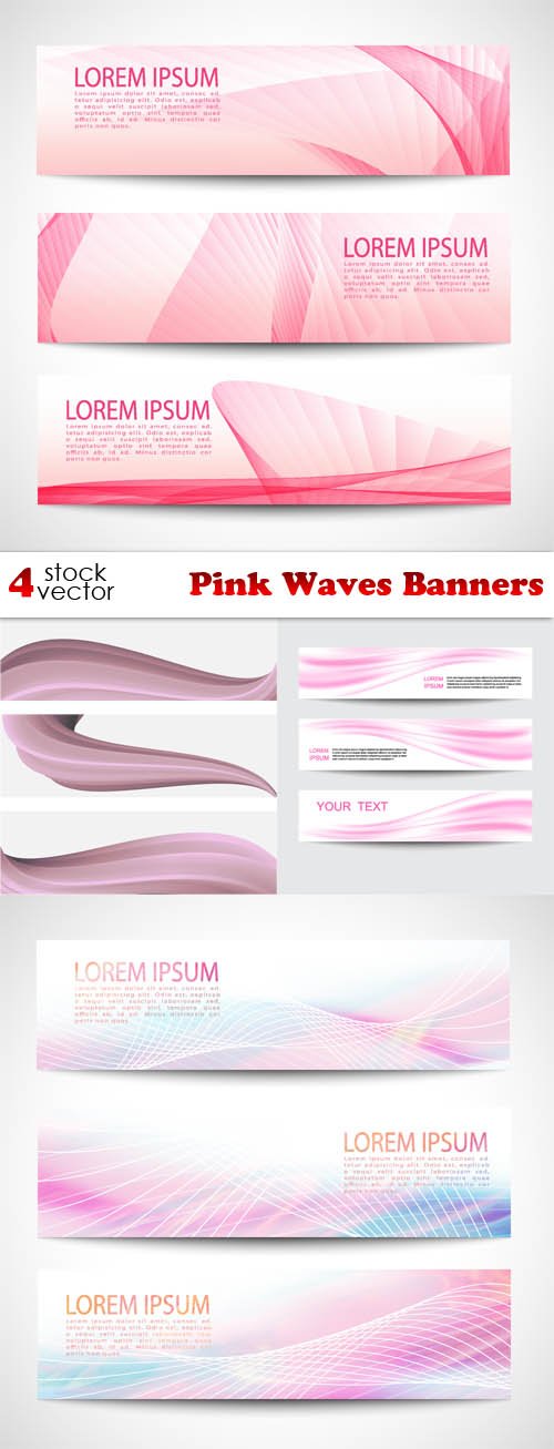 Vectors - Pink Waves Banners