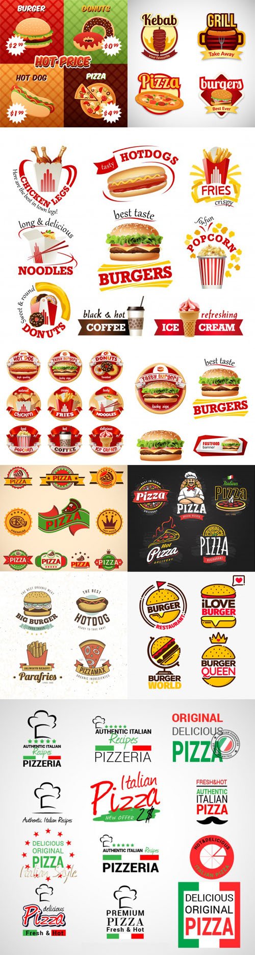 Pack of 65 Realistic Fast Food Logos & Badges in Vector [Ai/EPS]