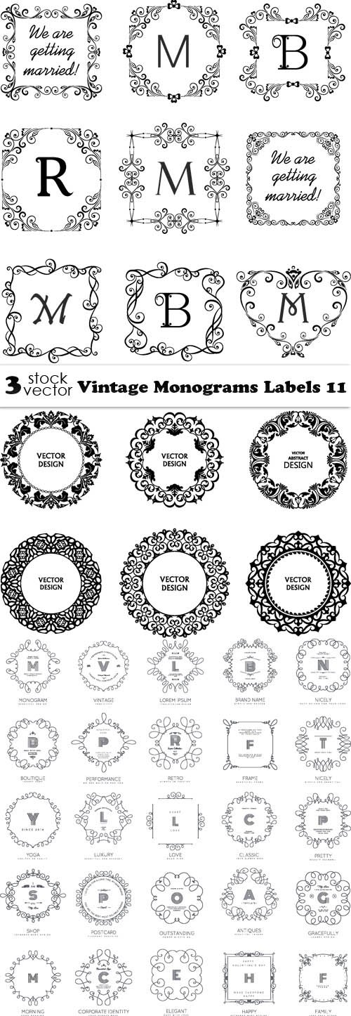 Vectors - Vintage Monograms Labels 11