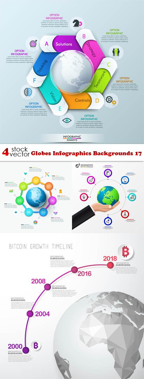 Vectors - Globes Infographics Backgrounds 17