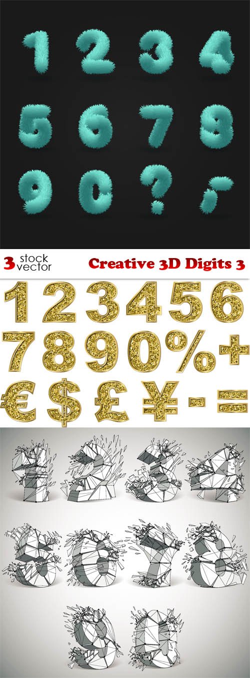Vectors - Creative 3D Digits 3