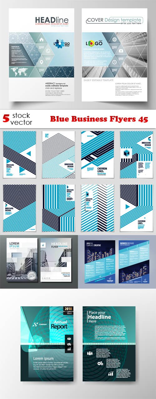 Vectors - Blue Business Flyers 45