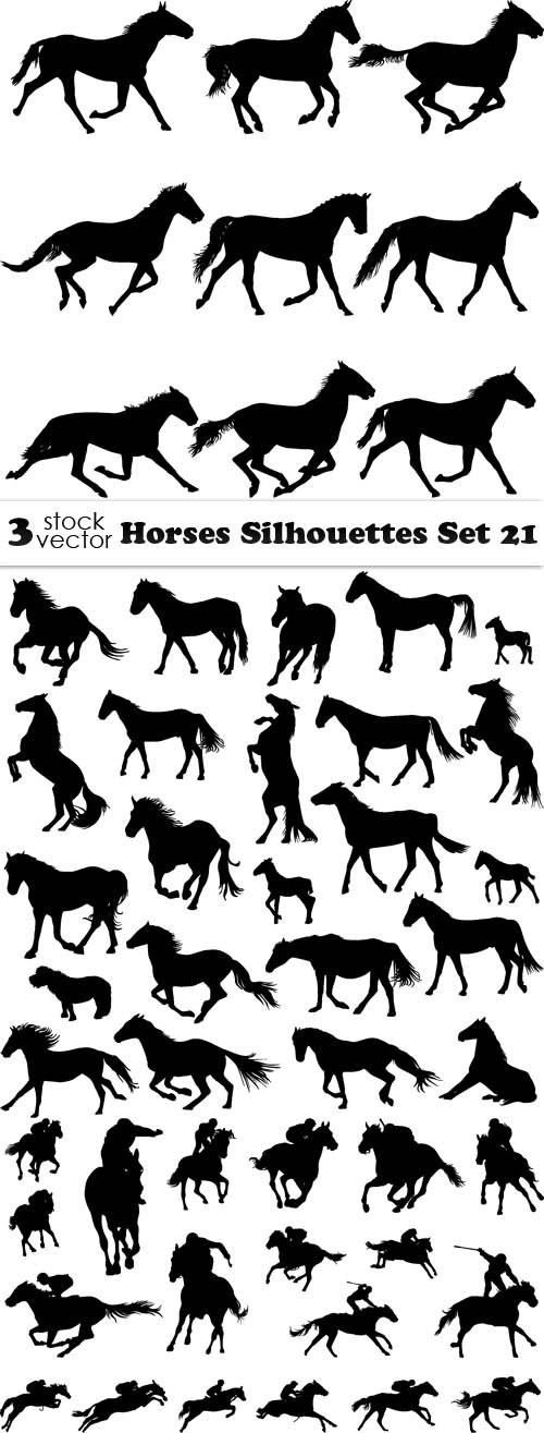 Vectors - Horses Silhouettes Set 21