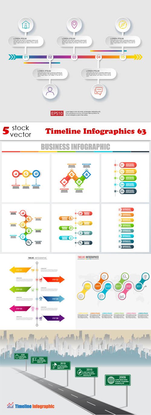 Vectors - Timeline Infographics 63