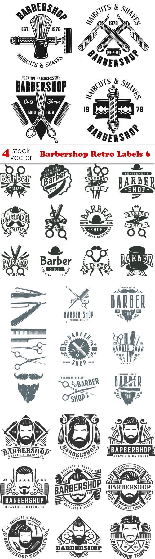 Vectors - Barbershop Retro Labels 6