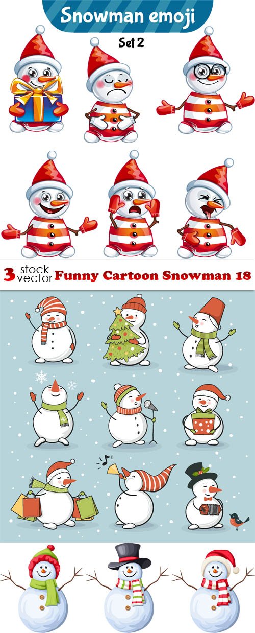 Vectors - Funny Cartoon Snowman 18