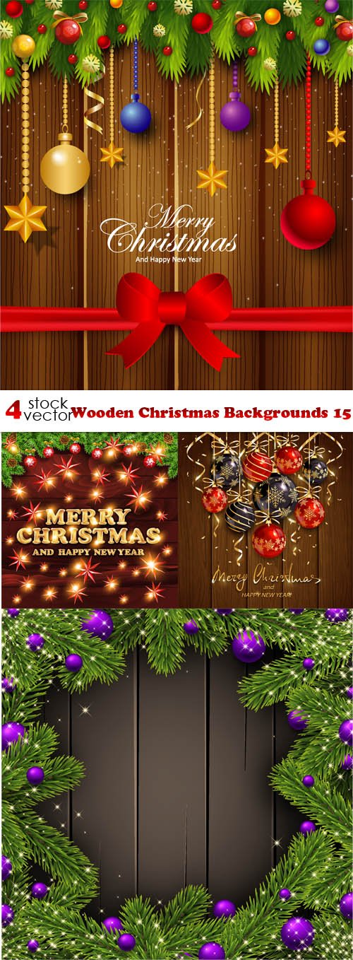 Vectors - Wooden Christmas Backgrounds 15
