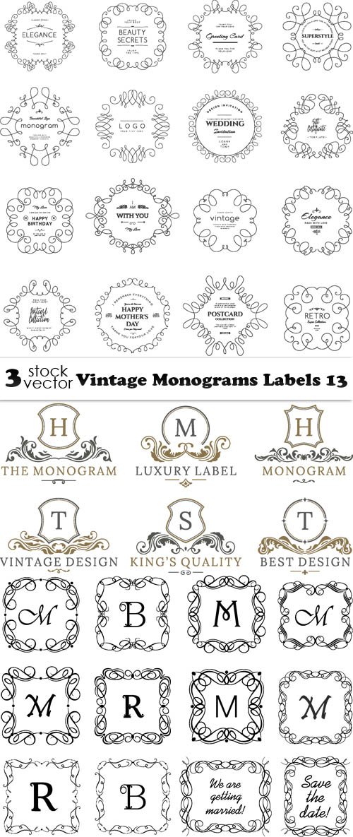 Vectors - Vintage Monograms Labels 13