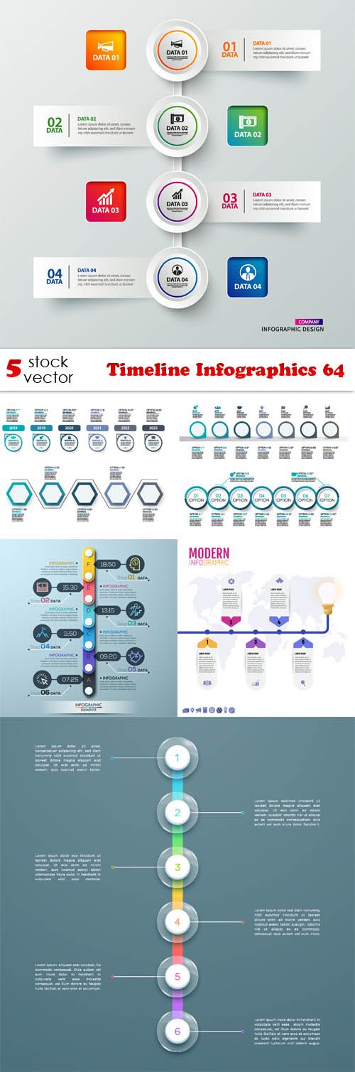 Vectors - Timeline Infographics 64