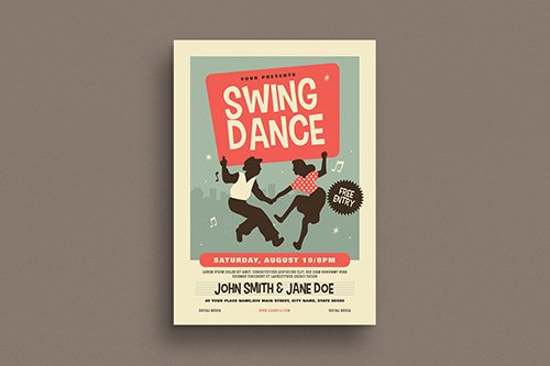 PSD Retro Swing Dance Event Flyer