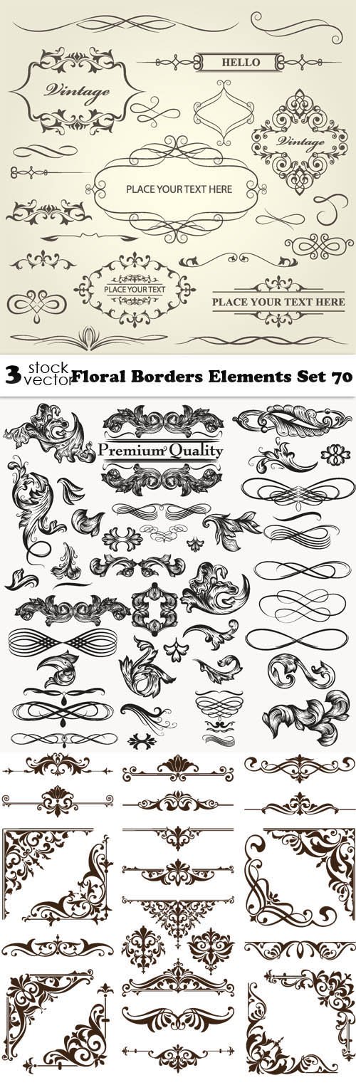 Vectors - Floral Borders Elements Set 70