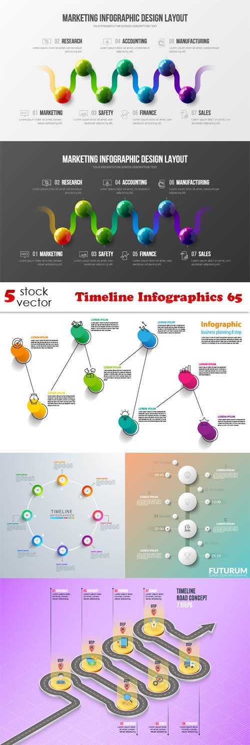 Vectors - Timeline Infographics 65